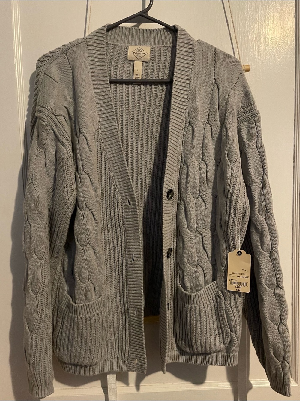 Women’s Gray Cable Knit Cardigan Sweater